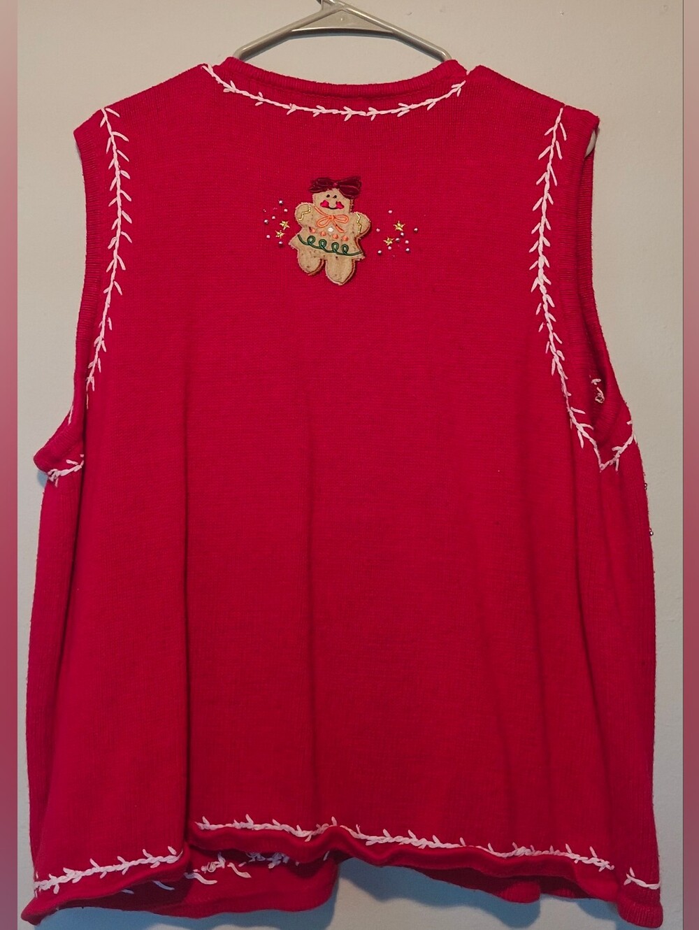 Planet Woman Red Gingerbread Holiday Sweater Vest Size 2X - Picture 4 of 7